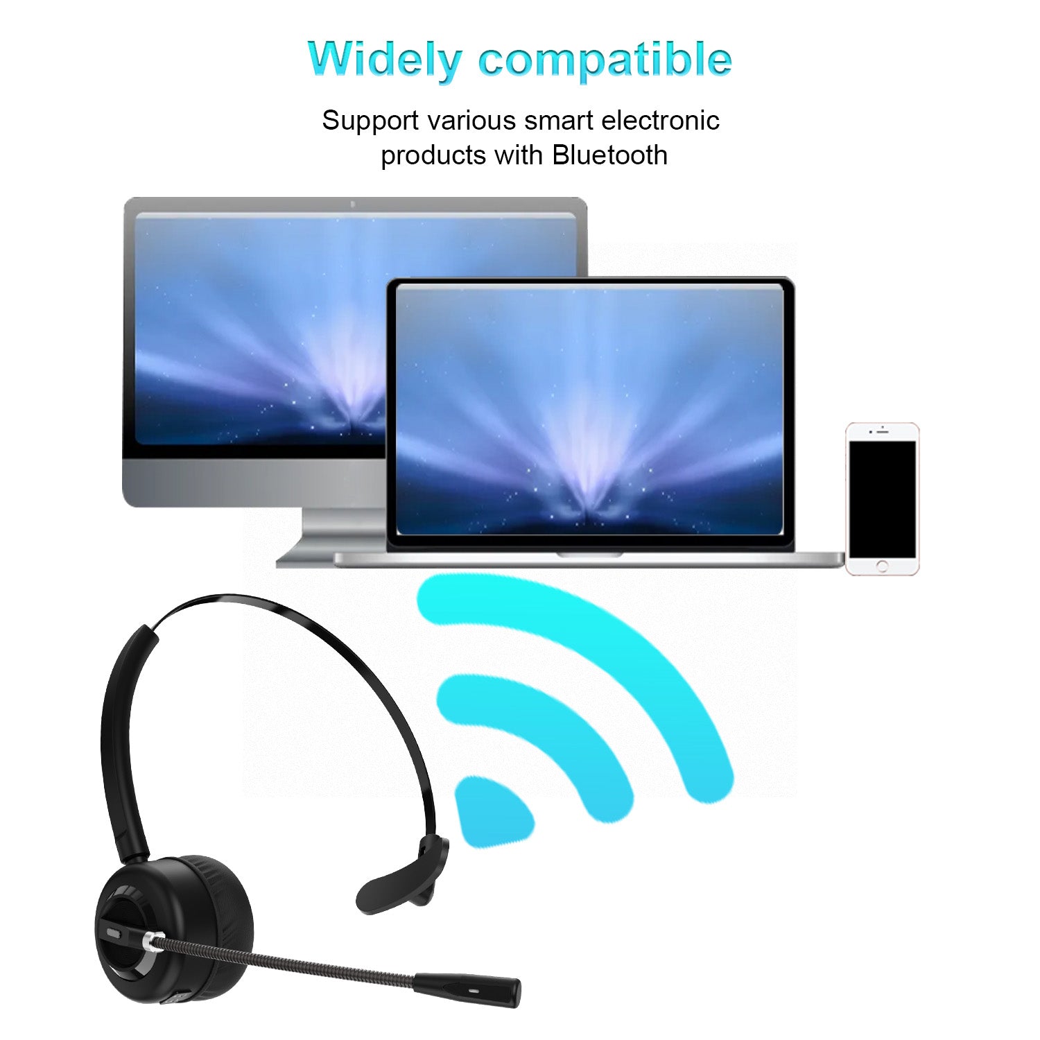 ANIVIA A8 Single Ear Bluetooth 5.0 Wireless Headphone Call Center Headset with Noise Cancelling Microphone and Charging Dock ANIVIA A8 Single Ear Bluetooth 5.0 Wireless Headphone Call Center Headset with Noise Cancelling Microphone and Charging Dock